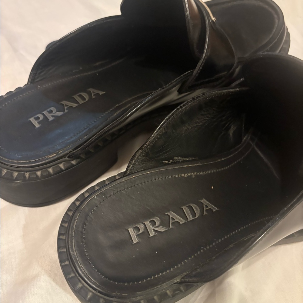 Prada Black Leather Slip-On Loafers - Picture 6 of 8